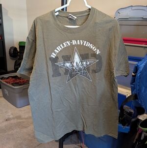 Harley Davidson Powertrain Operations Large Olive Tee Shirt